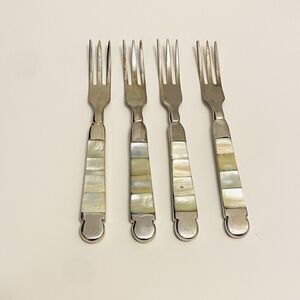Towle Mother Of Pearl Seafood Forks Silver Plate Vintage Style India Qty Of 4